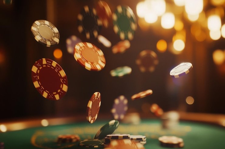 Tampilan meja Casino Hold'em live di ares188 dengan dealer dan kartu komunitas